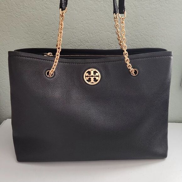 Tory Burch Carson Chain-link Leather Tote Bag - Picture 3 of 16